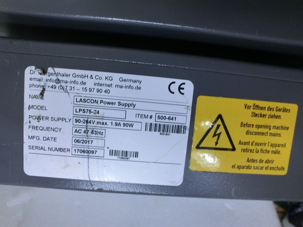 DR. MERGENTHALER LPC03-1C0326 LASCON Processor Controller,LPS75-24 PS,Ger_,9056