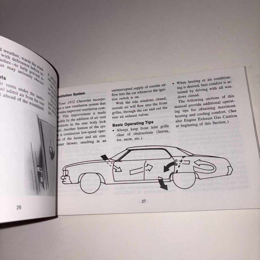 1972 Chevrolet 2nd Edition Owner's Manual PREOWNED Complete