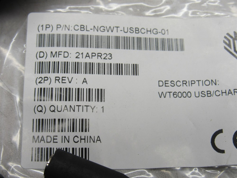 NEW Zebra CBL-NGWT-USBCHG-01 WT6000 USB/CHARGING CABLE - Black