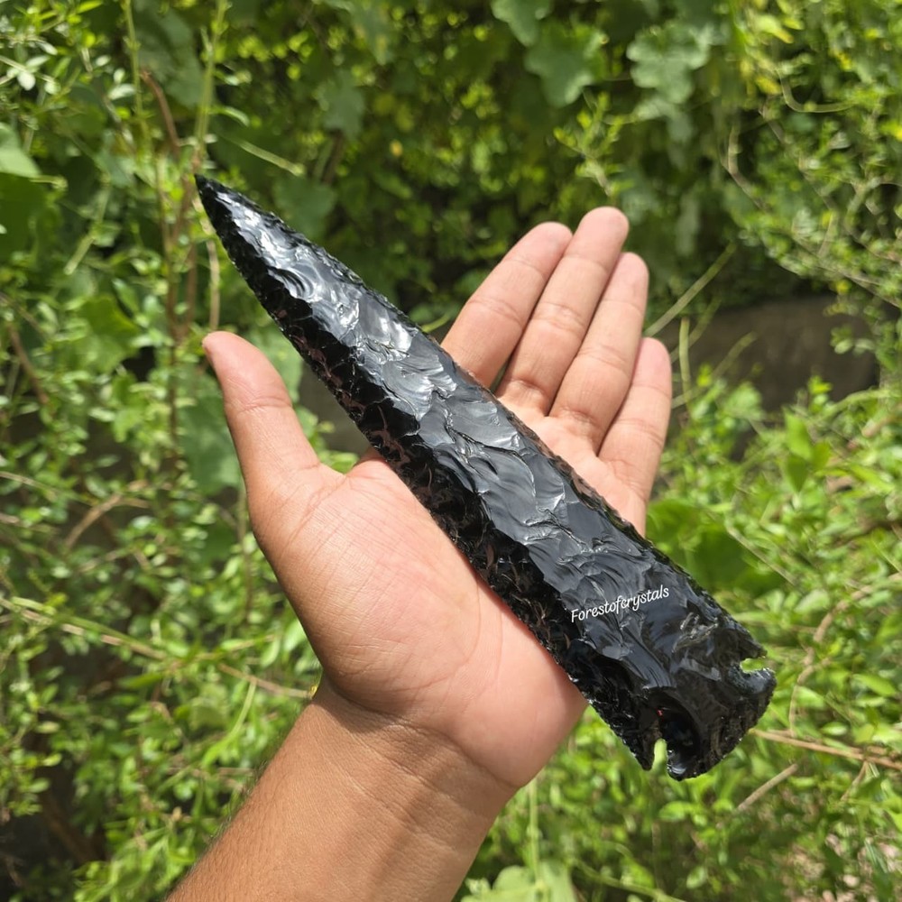 10 inch Black Obsidian Arrowhead