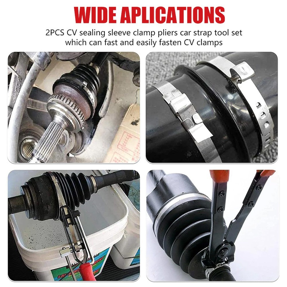 14PCS CV Joint Boot Clamp Pliers with CV Boot Clamps Kit Ear Type Banding Tools