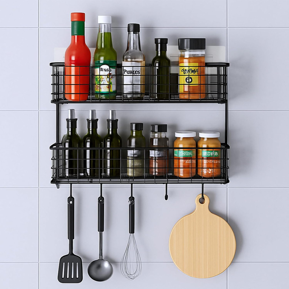 8Pcs Shower Caddy Adhesive Hooks, Clear Strong Shower Adhesive Strips, No Drilli