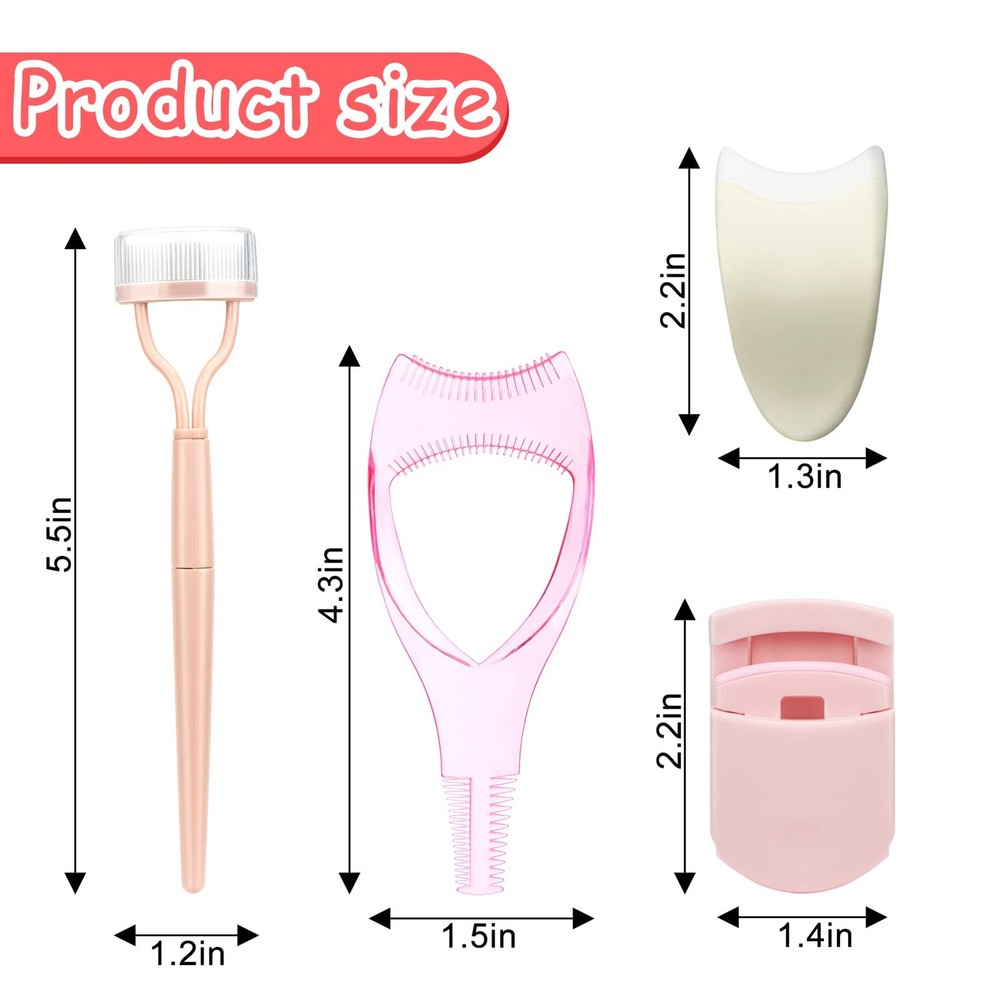 4-in-1 Eyelash Applicator Tool Kit, False Lash Clip Curler Separator Comb Set