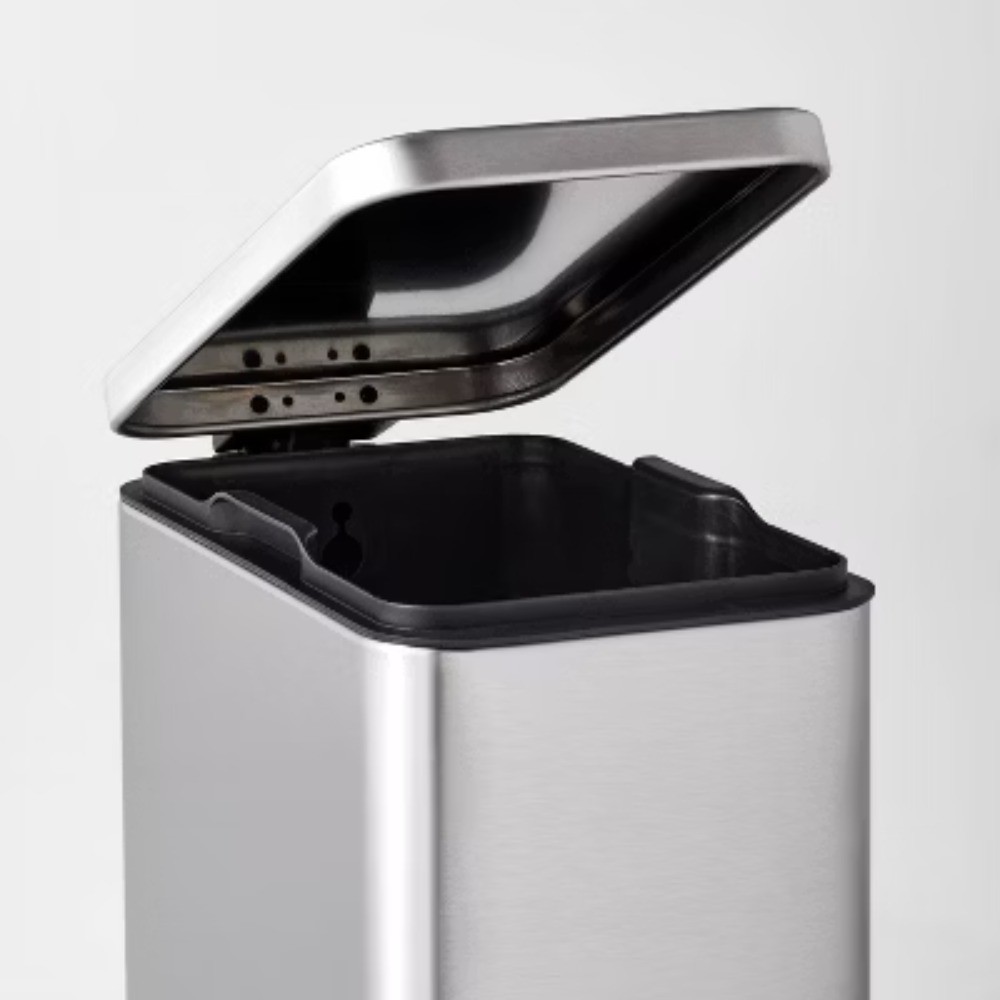 10L Stainless Slim Step Trash Can Silver Removable liner for easy cleaning