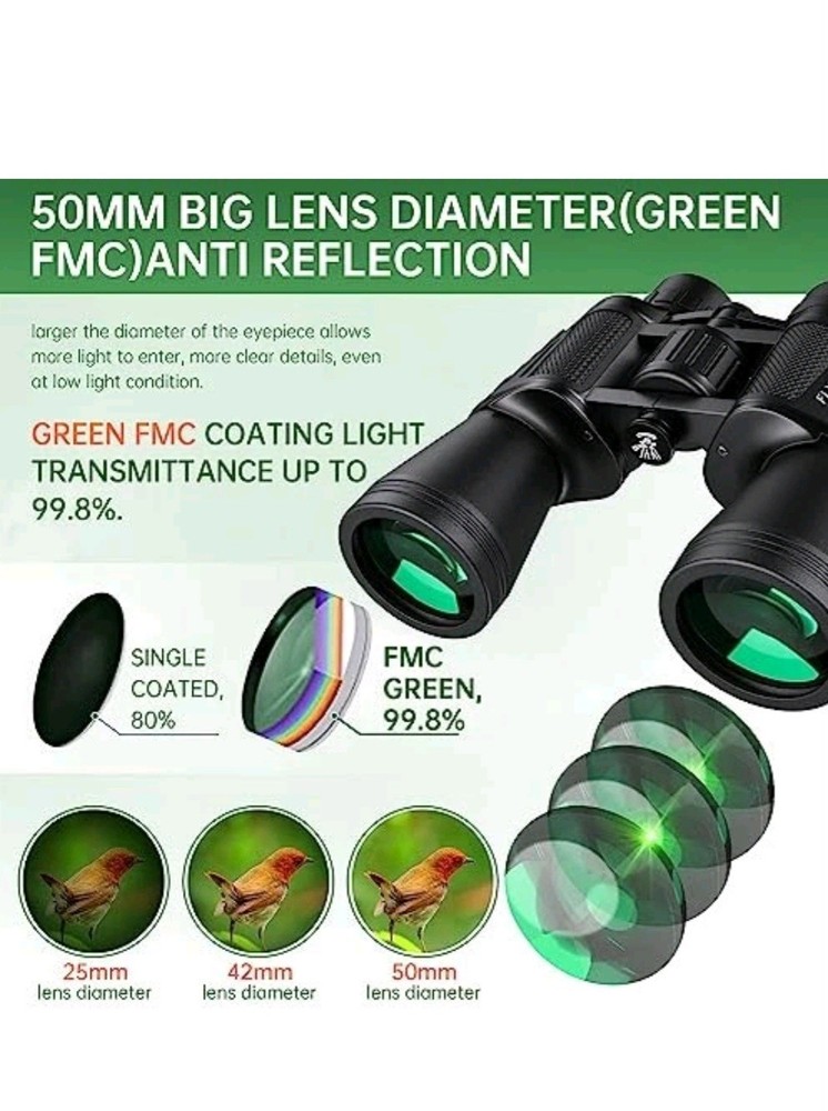 20x50 High Powered Binoculars for Adults, Waterproof Compact Binoculars with