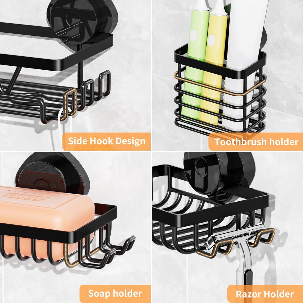 5 Pack Corner Shower Caddy Suction Cup, Large Capacity Bathroom Organizer wit...