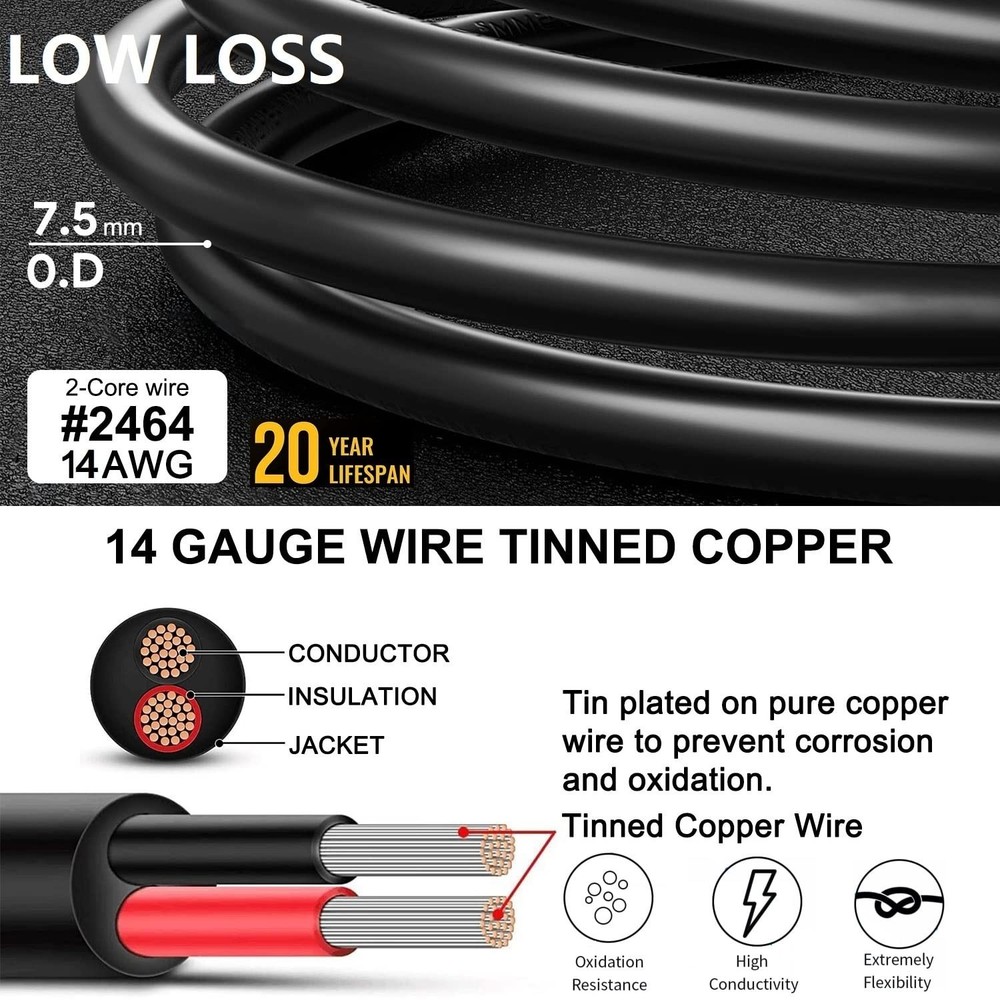 30Ft Jackery Extension Cable 14AWG 8mm Solar Panel Extension Cable ... Fast Ship