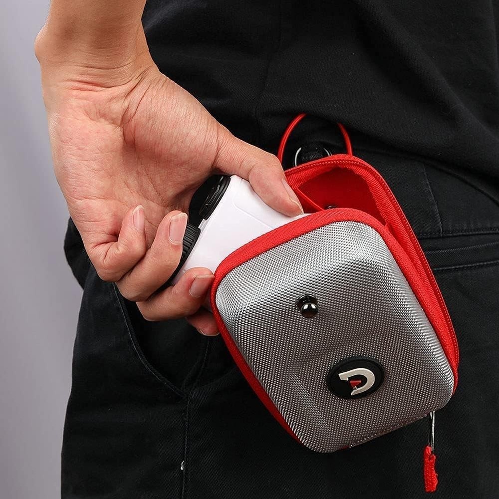 Compact Silver-Red Golf Rangefinder Case - Lightweight & Durable Protection