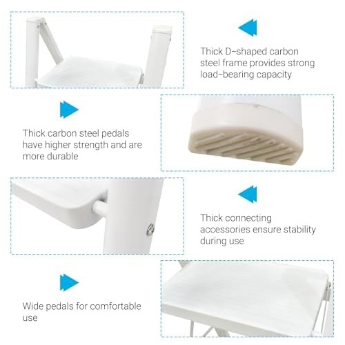 2 Step Folding Ladder Aluminum | White Standing Ladders Foldable - Two Step L...