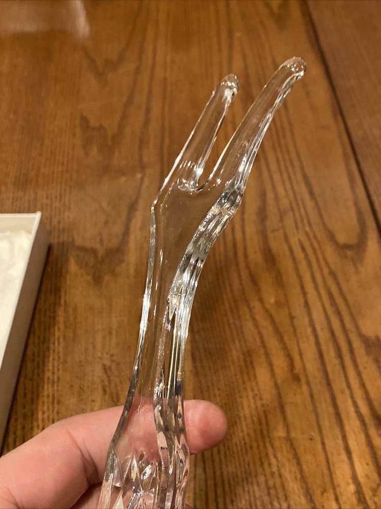 Vtg CHELTENHAM Glass 9.5" Serving Fork Embossed Diamond Pattern Handle In Box