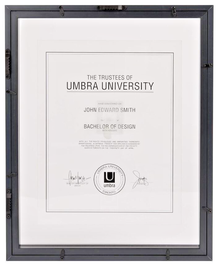 Umbra Large Document Frame, Display Photos or Artwork 11" x 14", Black