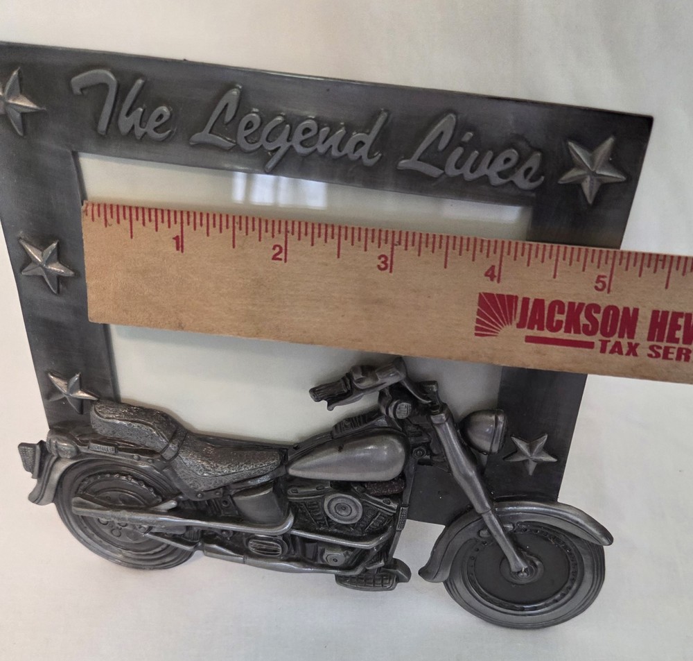 Motorcycle Metal Photo Frame Silver Gray.