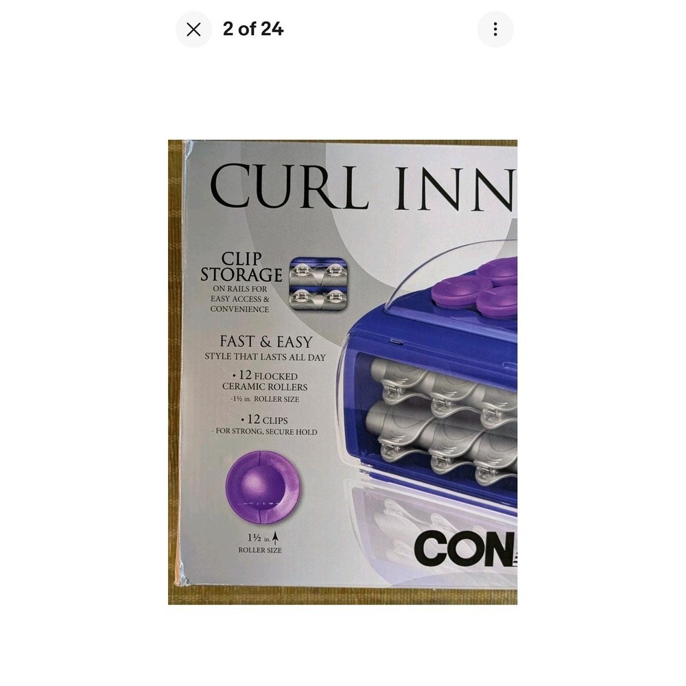 CONAIR Curl Innovation Ceramic Hair Roller Set 12 Flocked Rollers & 12 Clips