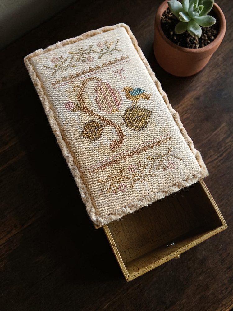 Handmade Cross Stitch Shaker Box, Finished Primitive