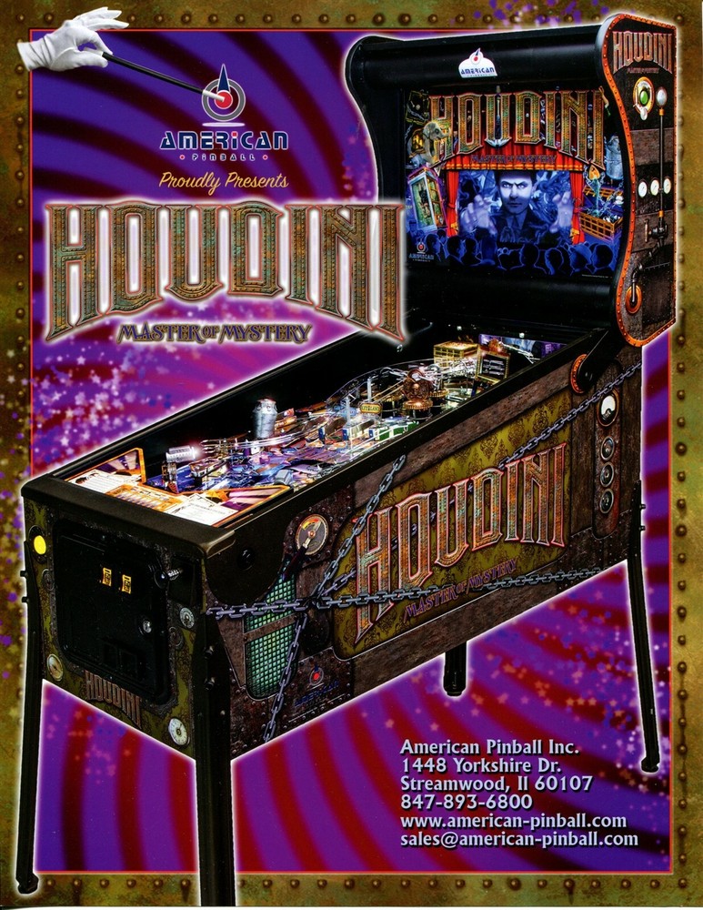 Houdini American Pinball Flyer/ Ad / Brochure
