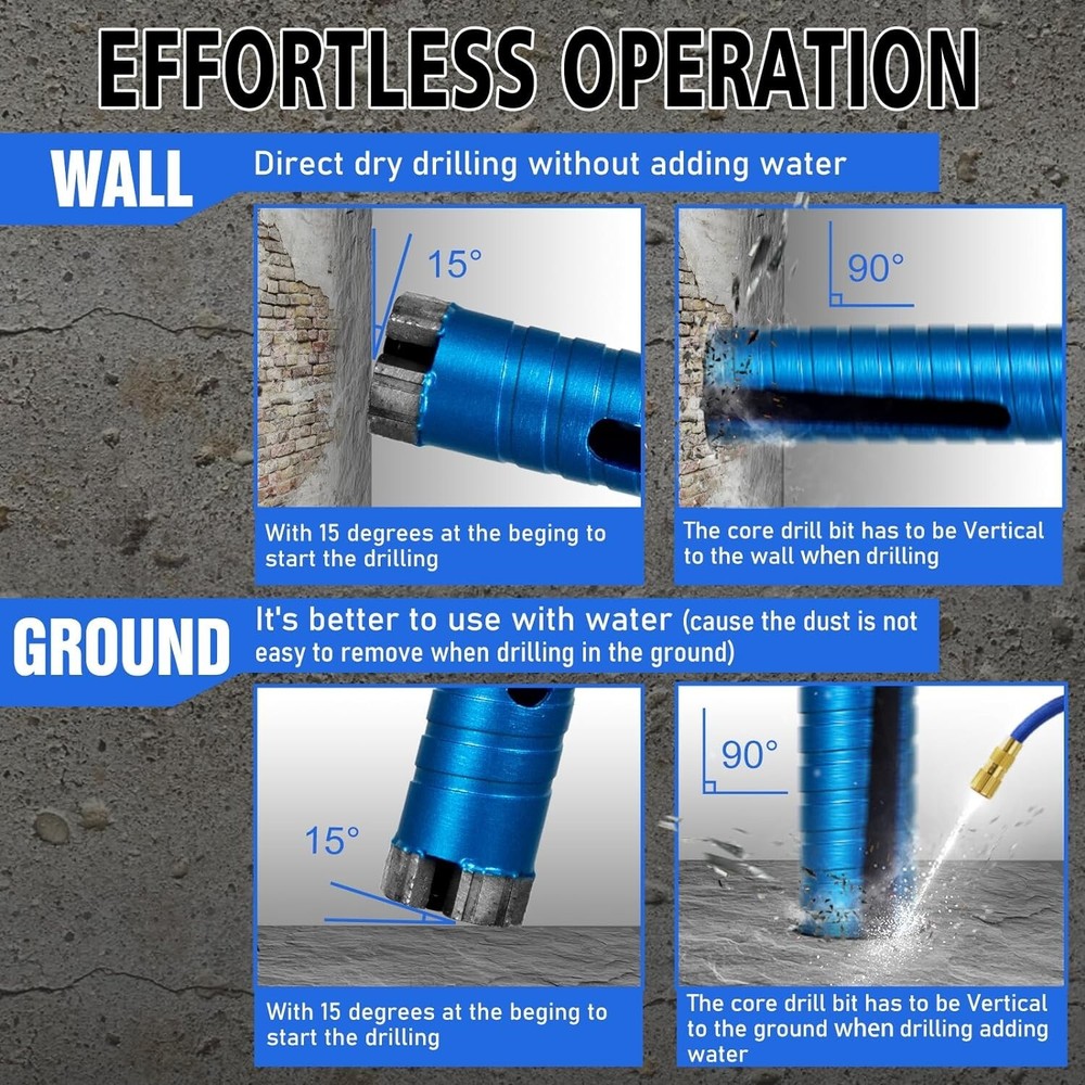 SALI Diamond Core Drill Bits 5"x11 Diameter 10" 254mm Drilling Depth 5/8"-11