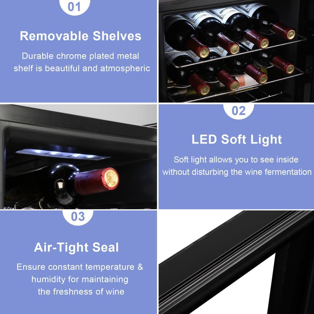 16 Bottle Wine Fridge Cooler Beverage Chiller with Digital Temperature Control