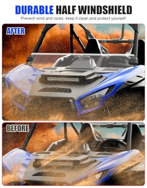 Half Windshield Fit for Teryx KRX 1000, Hard-coated Front Clear Half Windshield