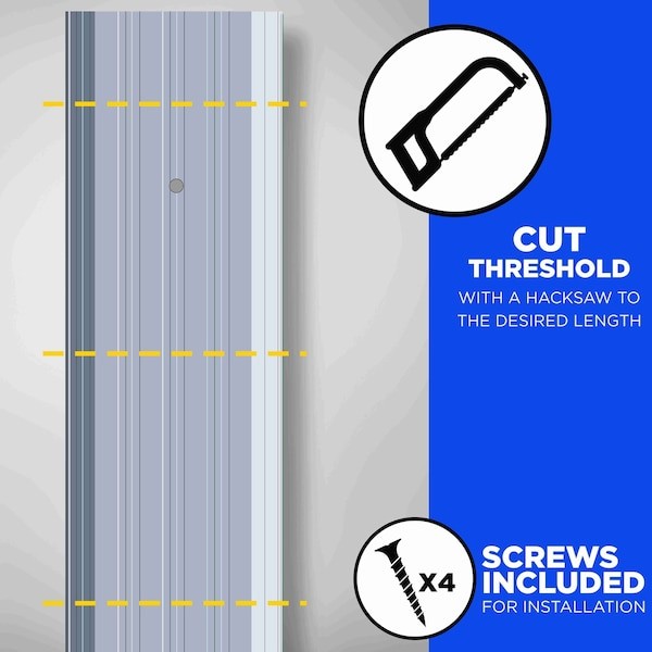 Saddle Threshold, Fluted Top, 3 Ft., Alum, 1Vzr3
