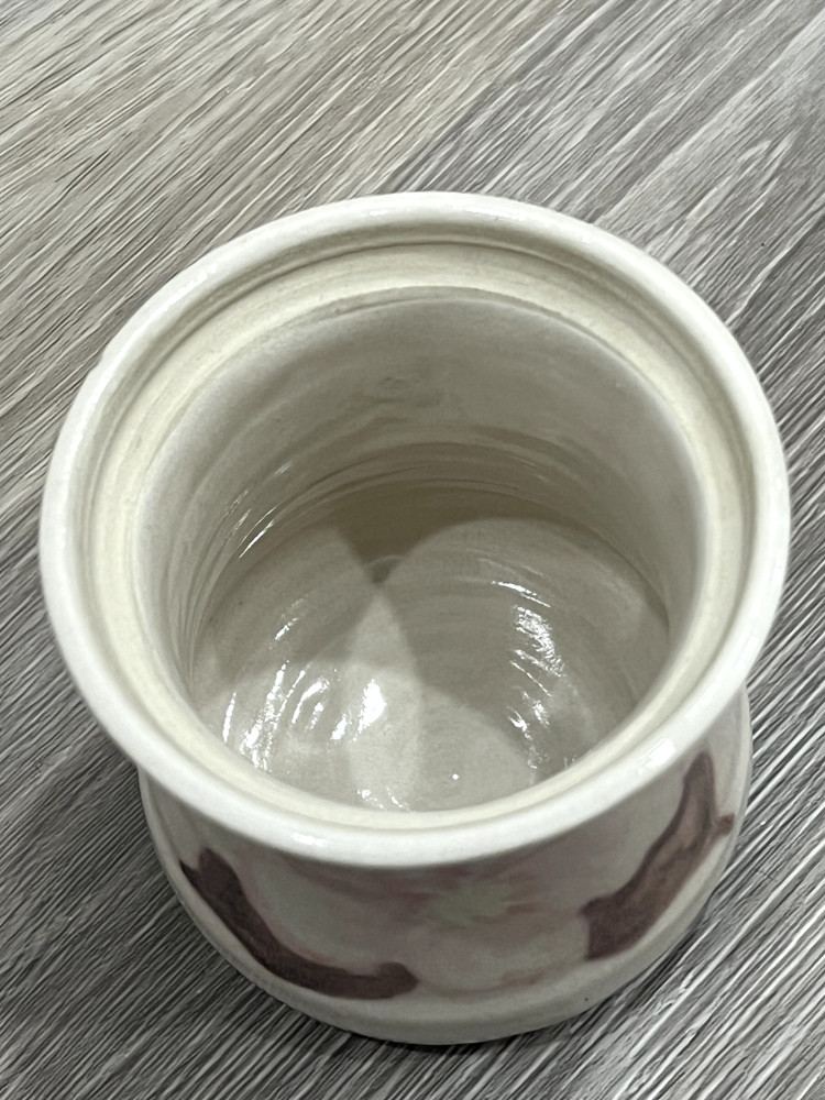Unique - Studio Pottery Trinket Jar - Large Pink Flower (missing lid)