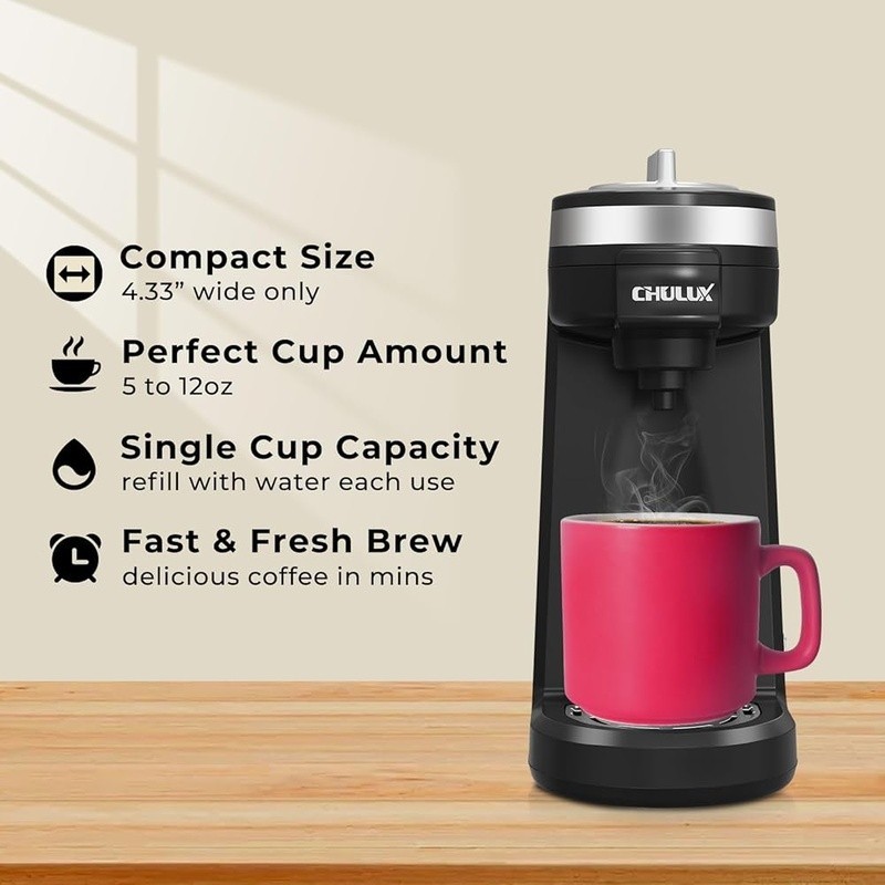 Single Serve Coffee Maker 12oz One Button Operation Auto Shut Off Easy Clean New