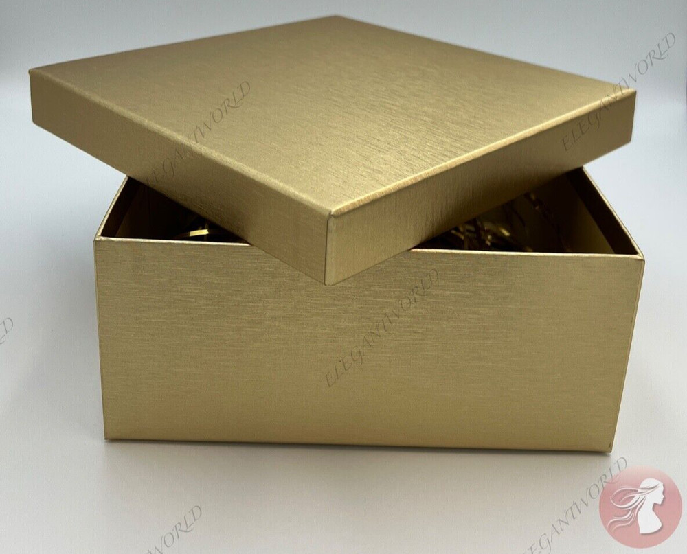 Gold Empty Gift Box 8" X 8" X 3.5" New