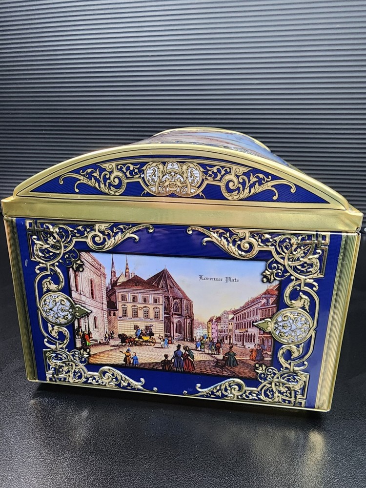Lebkuchen-Schmidt Made in Germany Rounded Lid Tin Box Blue