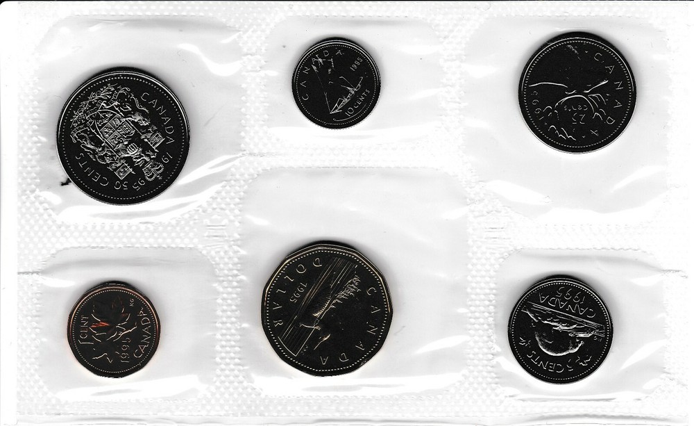 1995 Canada PL Set (6 Coins Cent to $1). MINT UNC.