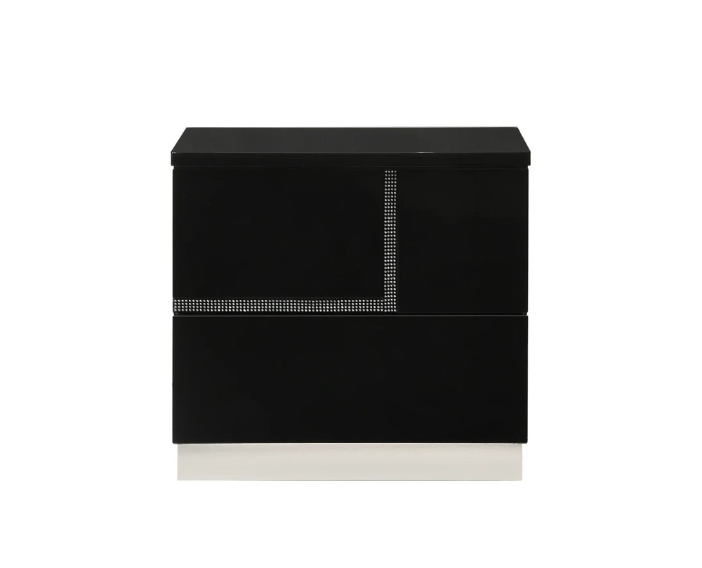 Modern 2PC Cal King Bedroom Set, Lacquer Finish Platform Bed with Nightstand