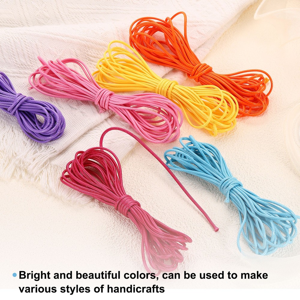 3Pcs Waxed Polyester Cord, 5.5 Yard 2mm Wax Bead Thread String, Pink