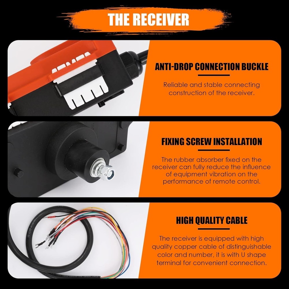 Ergonomic 8 Button Wireless Crane Remote Control - 100m Range, Rechargeable