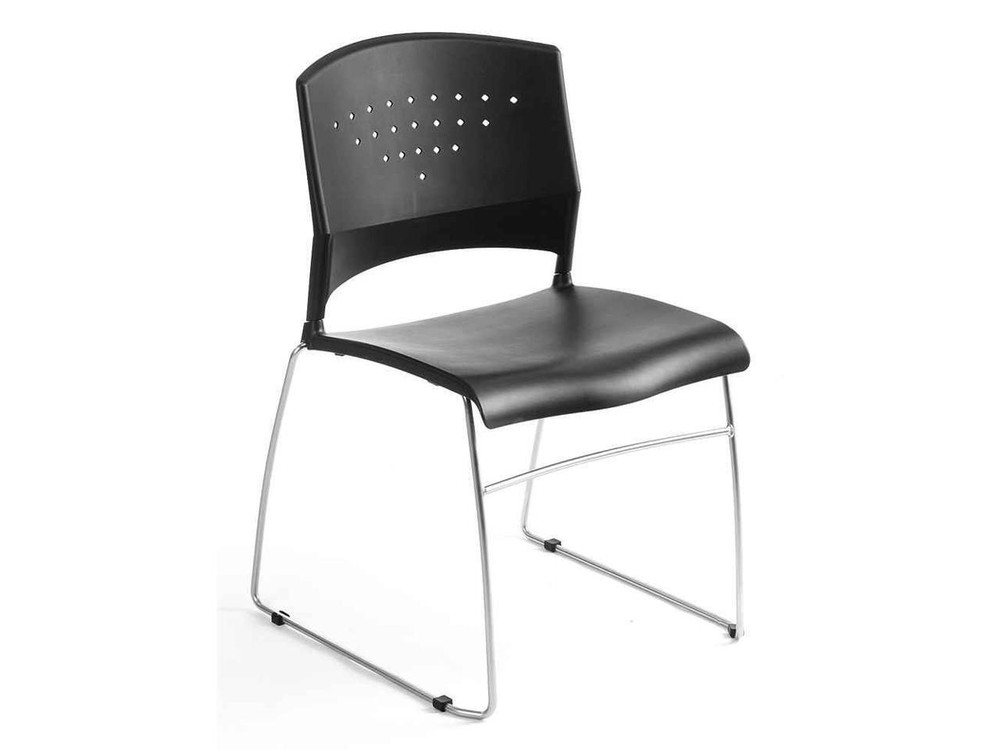 Boss Black Stack Chair With Chrome Frame 4 Pcs Pack