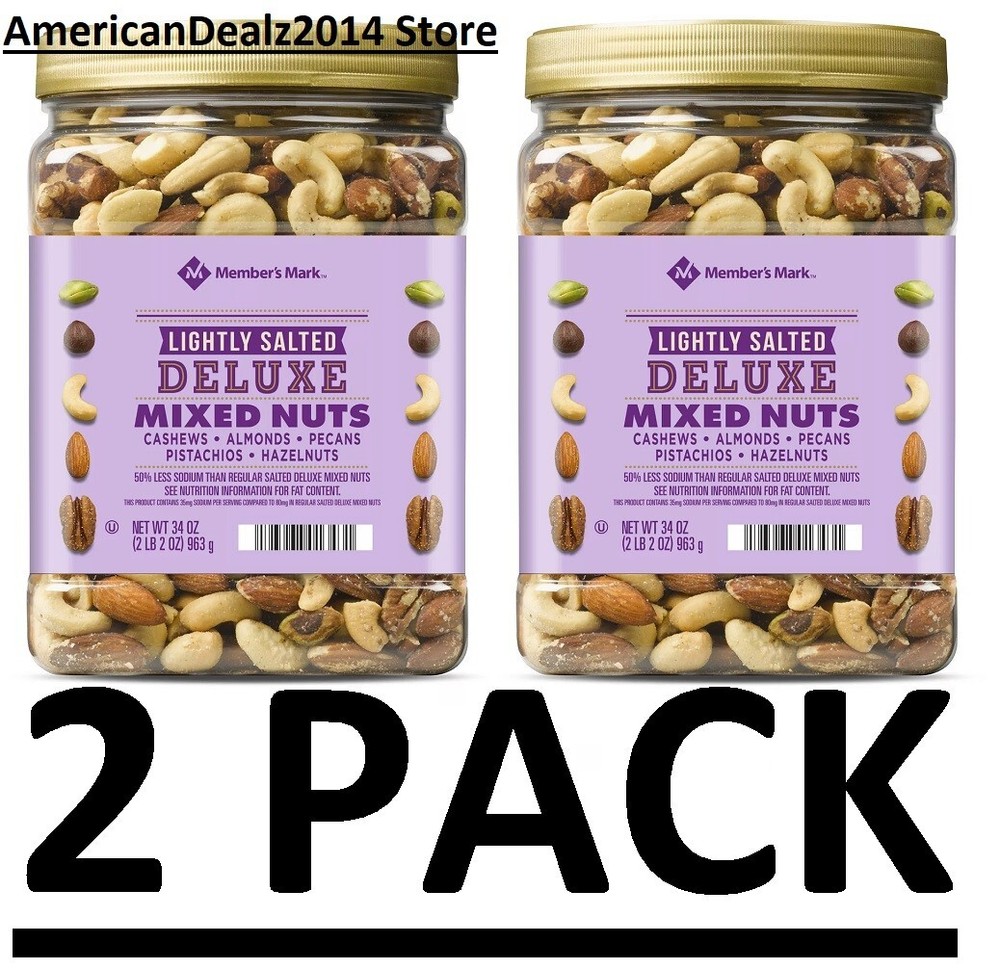 2 PACK - Member's Mark Lightly Salted Deluxe Mixed Nuts 34oz. (Total 68 oz.)