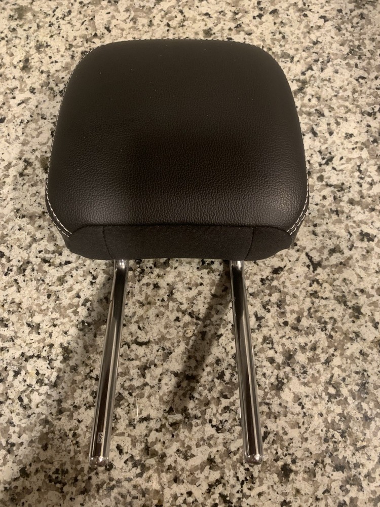 Seat Headrest Black Leather White Stitching