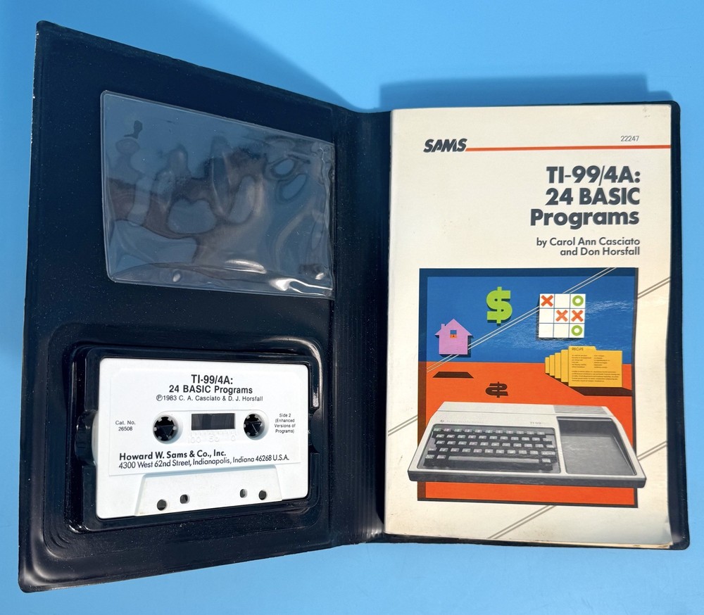 TI-99/4A 24 BASIC Programs Cassette & Book Texas Instruments 1983 - UNTESTED
