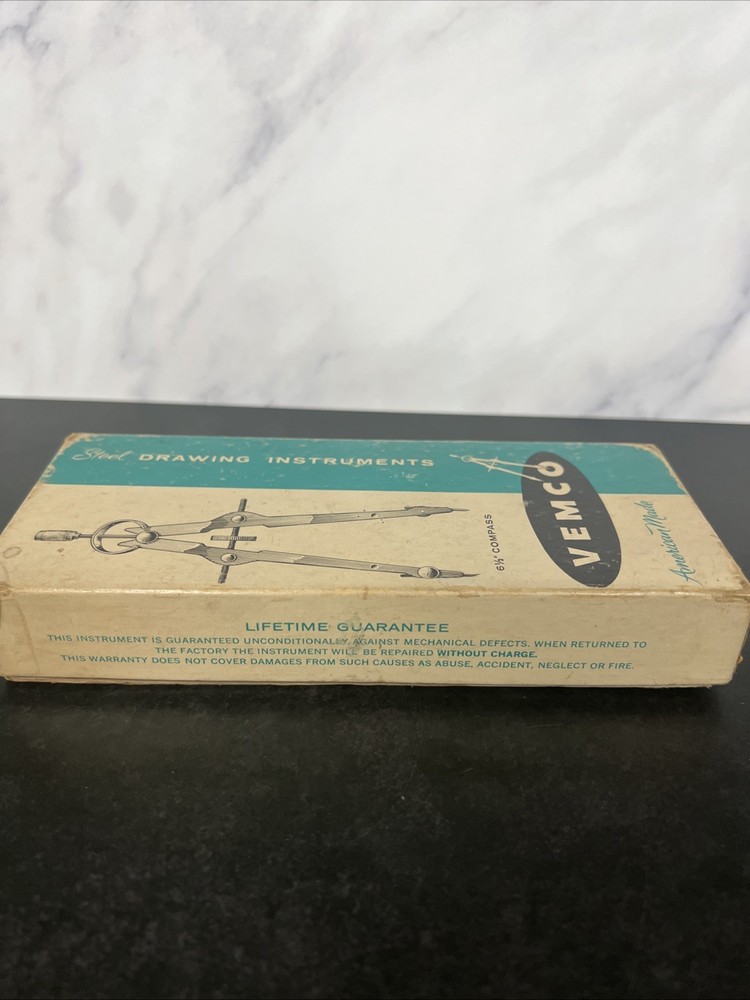 Vemco Pasadena SC-110 6 1/2" Steel Engineering Drafting Compass W/ Box & Divider