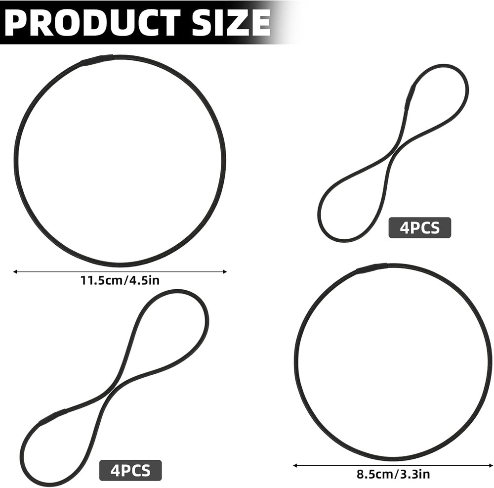 8PCS Microphone Shock Mount Rubber Bands Elastic Replacement Black Rings