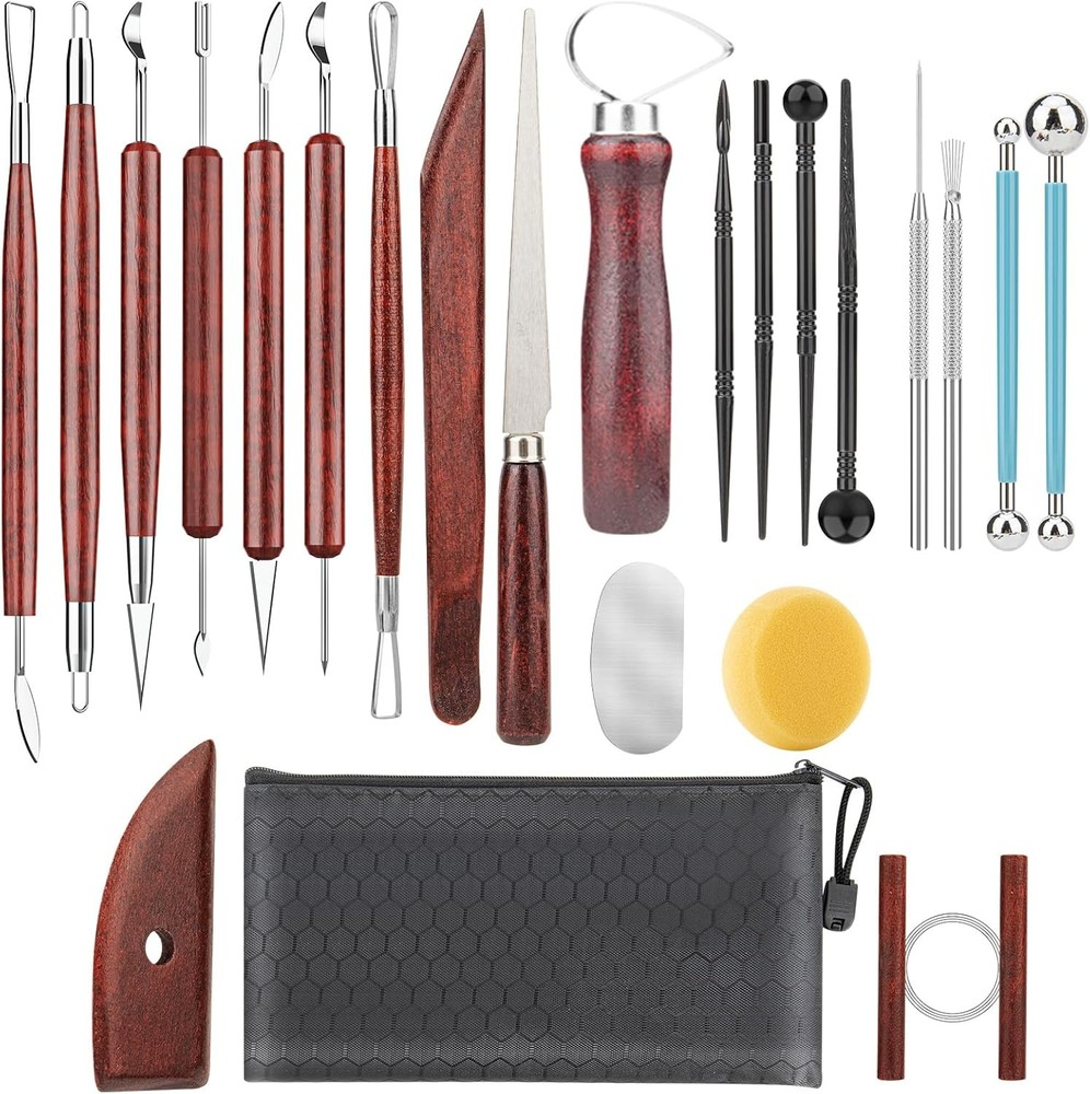 Ceramic Clay Modeling and Pottery Sculpting Tool Kit 23 Piece Set