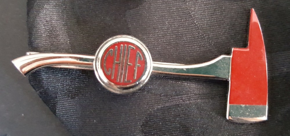 Tie Clasp  FIREFIGHTER Axe 2.5  inches long Silver CHIEF