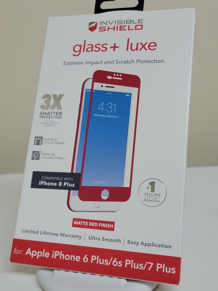 ZAGG Invisible Shield Glass+ Luxe Screen Protector iPhone 6, 6s, 7, 8 PLUS - Red