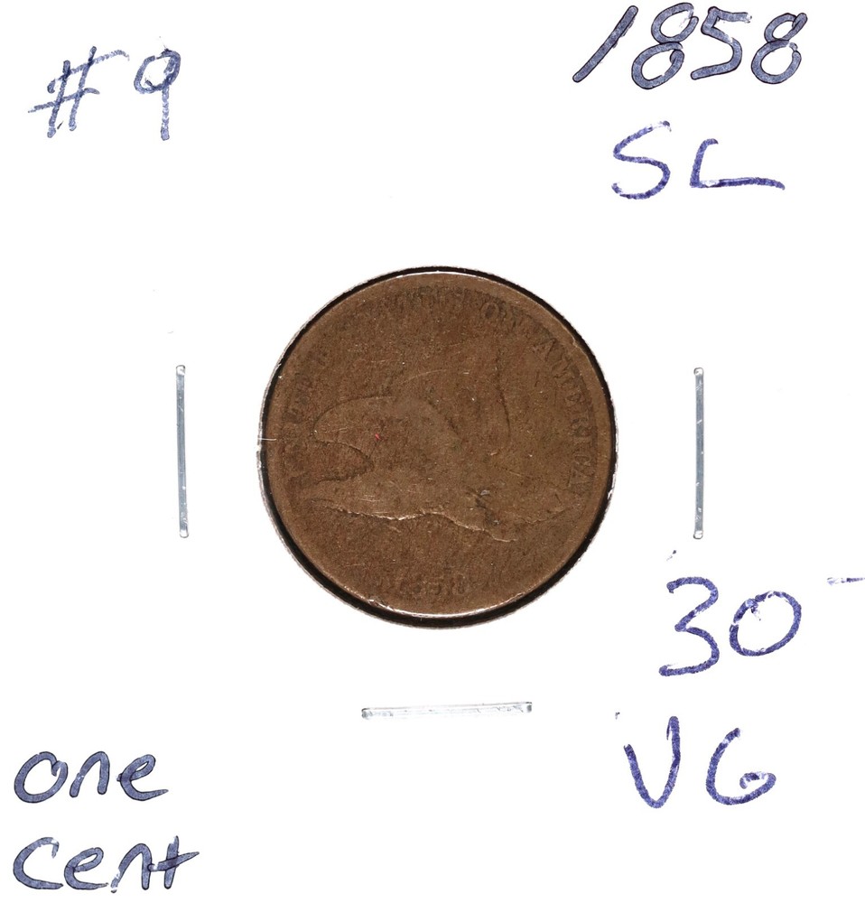 1858 SL Small Letters Flying Eagle Cent VG #9