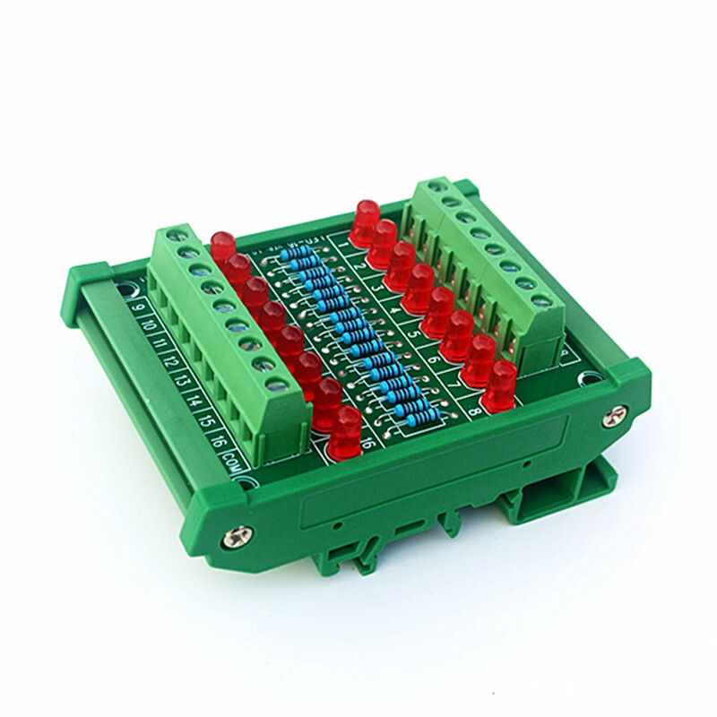DIN Rail Mount 16 Red LED Indicator Light Module 5~48VDC Common Positive/Neg