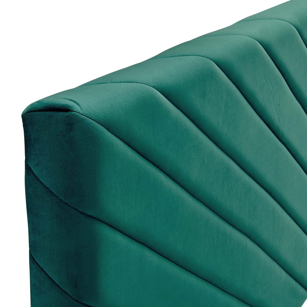 Modway Alyson Angular Channel Tufted Performance Velvet Twin Headboard in Teal