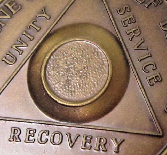 Alcoholics Anonymous AA backed Blank Bronze Medallion Chip Token Coin Sober
