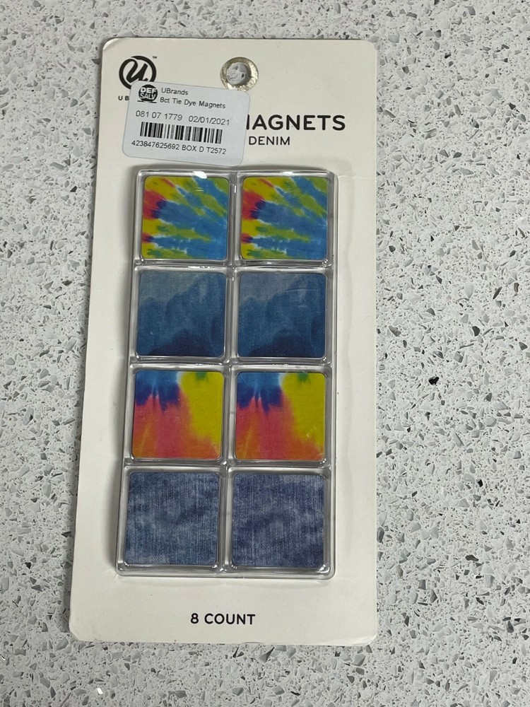 U Brands Tie Dye & Denim Square Magnets