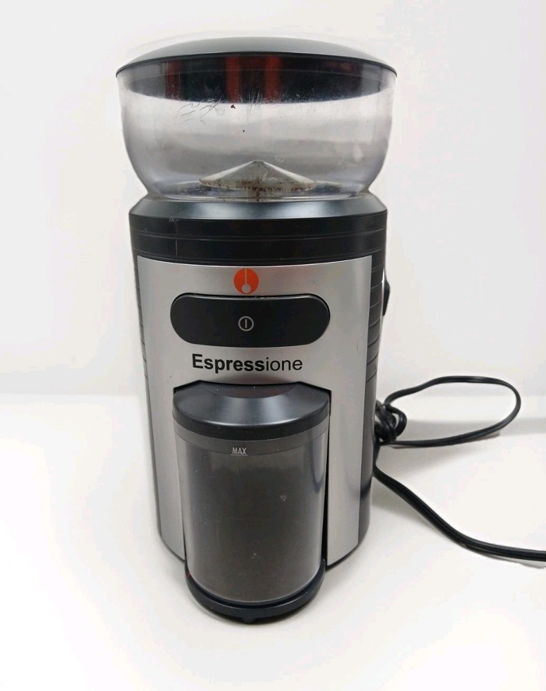 ESPRESSIONE PROFESSIONE CONICAL BURR COFFEE GRINDER BLACK/SiILVER MEC-5198 WORKS