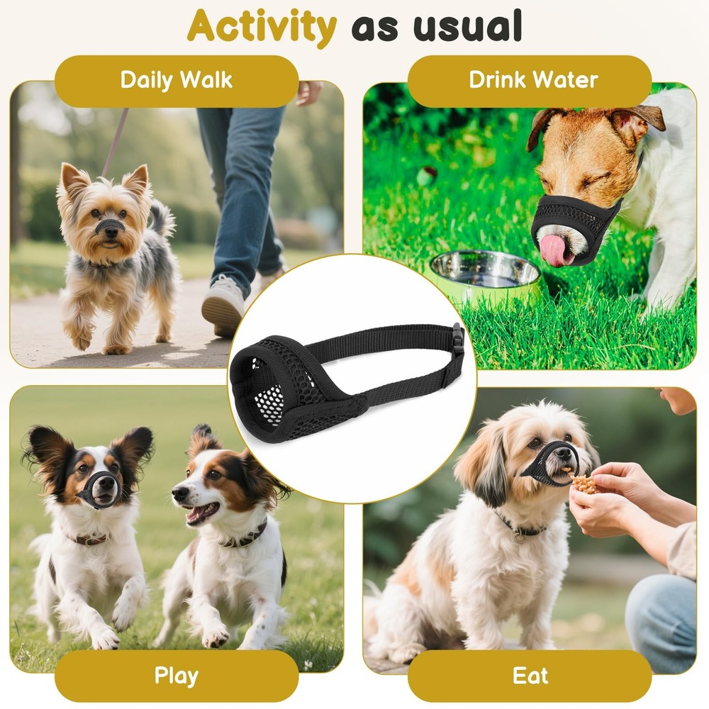 Mesh Muzzle for Short Snout Small Medium Dogs Anti-Biting Breathable Fabric