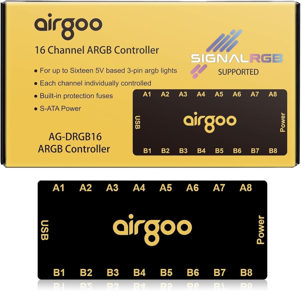 16-Port Signal RGB Controller - SATA Powered ARGB Controller PC Lighting Hub,...