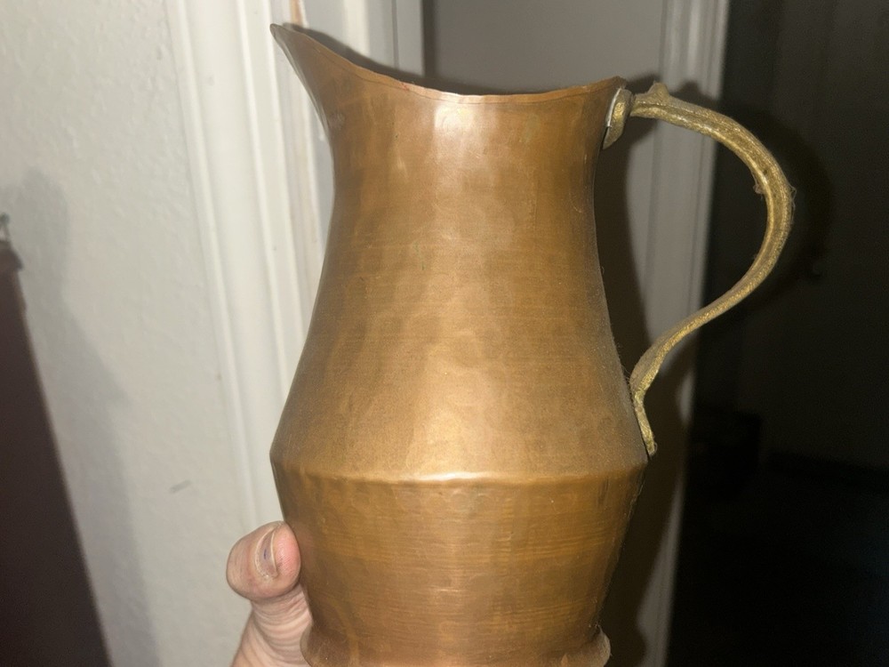 Hand hammered Copper  Water Pitcher With brass Handle