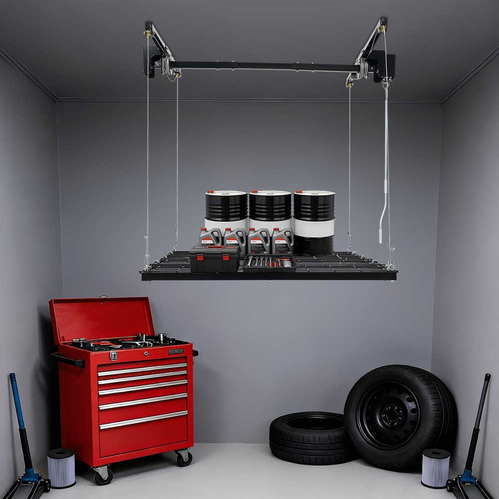 Overhead Garage Lifting Storage Rack Garage Storage Rack Adjustable Height